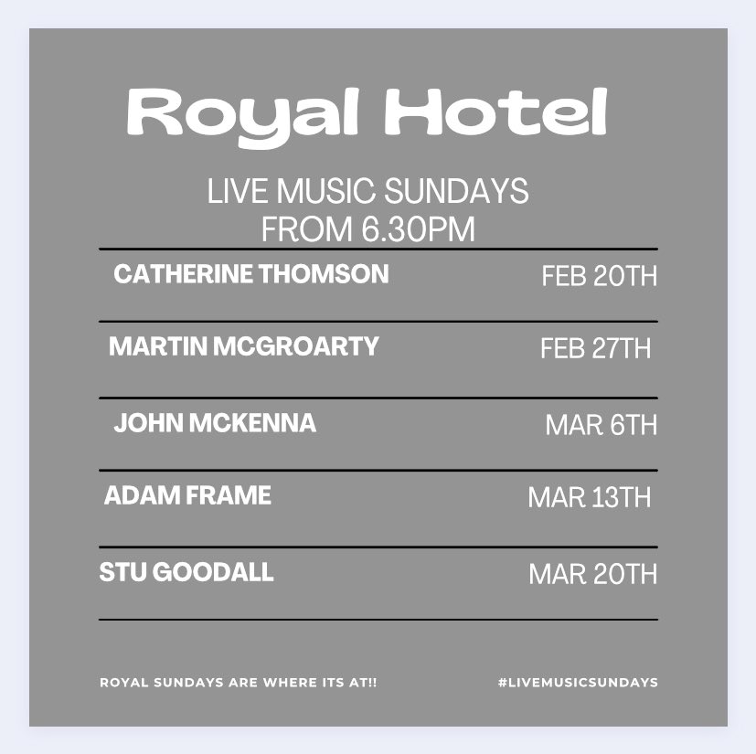 The next 5 #RoyalSundays 🎙🎸🍻
<a href="/catherineltx/">Catherine Thomson</a> <a href="/weegie67/">Martin McGroarty</a> @adamframe1601