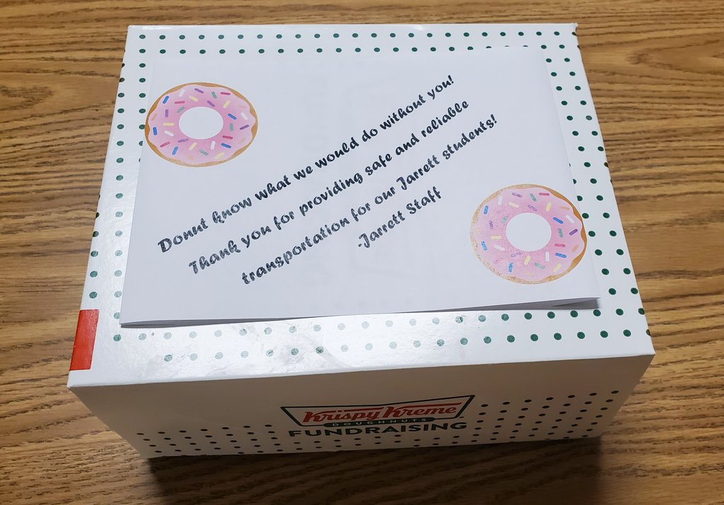 MizzouRahBennet's tweet photo. Thank you to our awesome fleet of bus drivers @officialsps !
We 🍩"Donut" 🍩know what we would do without you!
Thank you for ensuring safe and reliable transportation for our students @JarrettTrojans ❤🚍❤ #officialsps #JarrettPride #417land #mizzouelpa https://t.co/EqarJYoMGx