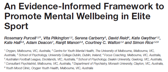 New Paper: An Evidence-Informed Framework to Promote Mental Wellbeing in Elite Sport.

We provide recommendations for promoting mental health within elite sports environments. Framework was informed by both published literature and stakeholder engagement.

doi.org/10.3389/fpsyg.…