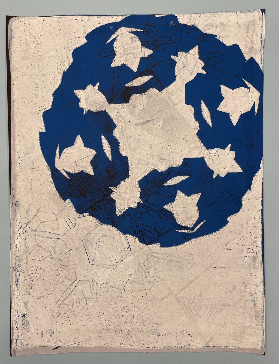 ArtAlderman's tweet photo. Using printmaking processes and paper snowflake cutouts to create Gelli Plate prints in 3rd grade ❄️✂️ Thanks to the Assistance League of Wilmington for the grant to purchase the printing supplies! @AldermanEagles @jsteinhilber22 @NhcsArts https://t.co/zNMQM6DhCe