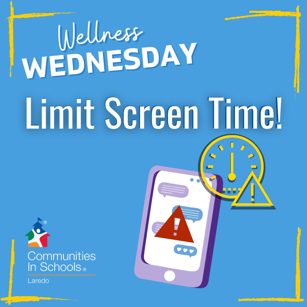 CIS_Laredo's tweet photo. Limiting Screen time is hard to do.. But did you know that turning off screens and removing them from bedrooms 30-60 minutes before bedtime, can help wind down our minds.
#wellnesswednesday #CISProud #cislaredo #communitiesinschools #Allinforkids #mentalhealth #hoggfoundation https://t.co/1YQtlKqQF2