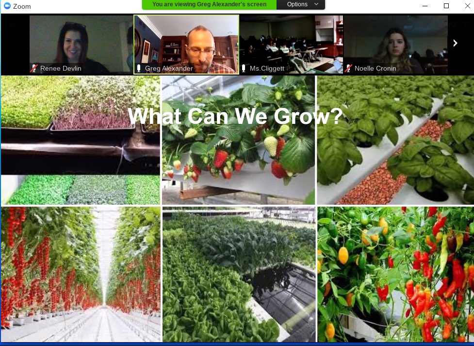 DevlinRenee's tweet photo. Hydroponics expert Greg Alexander was a guest speaker in ENVSCI today. His farm uses 80% less land &amp; 90% less water than conventional farming, &amp; reduces food waste by growing only enough to meet demand. The goal?
Eat fresh &amp; help the planet @MrTraczykiewicz @SkelliottSusan https://t.co/9JcQZ4qtkK