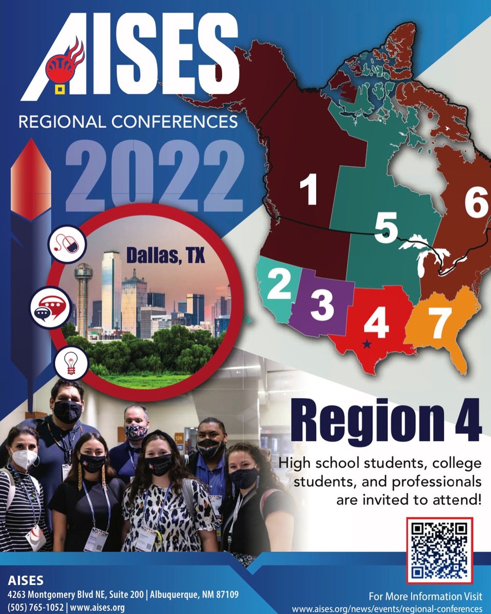 Join the AISES Texas Professional Chapter in Dallas, TX for the Region 4 conference!
Where: Southern Methodist University
When: February 25-26, 2022
Register here: aises.site-ym.com/event/2022Regi…
More information here: aises.org/news/events/re….