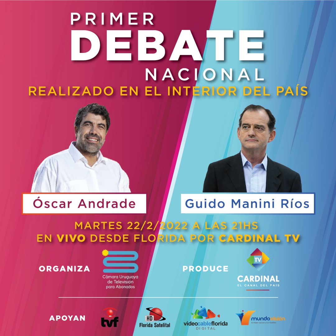 apu_uy's tweet photo. El portal @apu_uy transmitirá en vivo el primer debate en televisión del interior de @Oandradelallana con @GuidoManiniRios, con autorización de @CUTAUY y #Cardinaltv. L@s esperamos en nuestras redes. #LUC https://t.co/aRA0DXvYAL