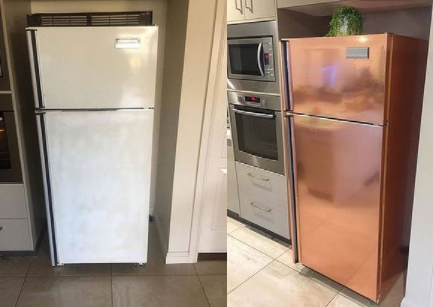 Copper Rose Gold Foil Texture Reflection Refrigerator Fridge