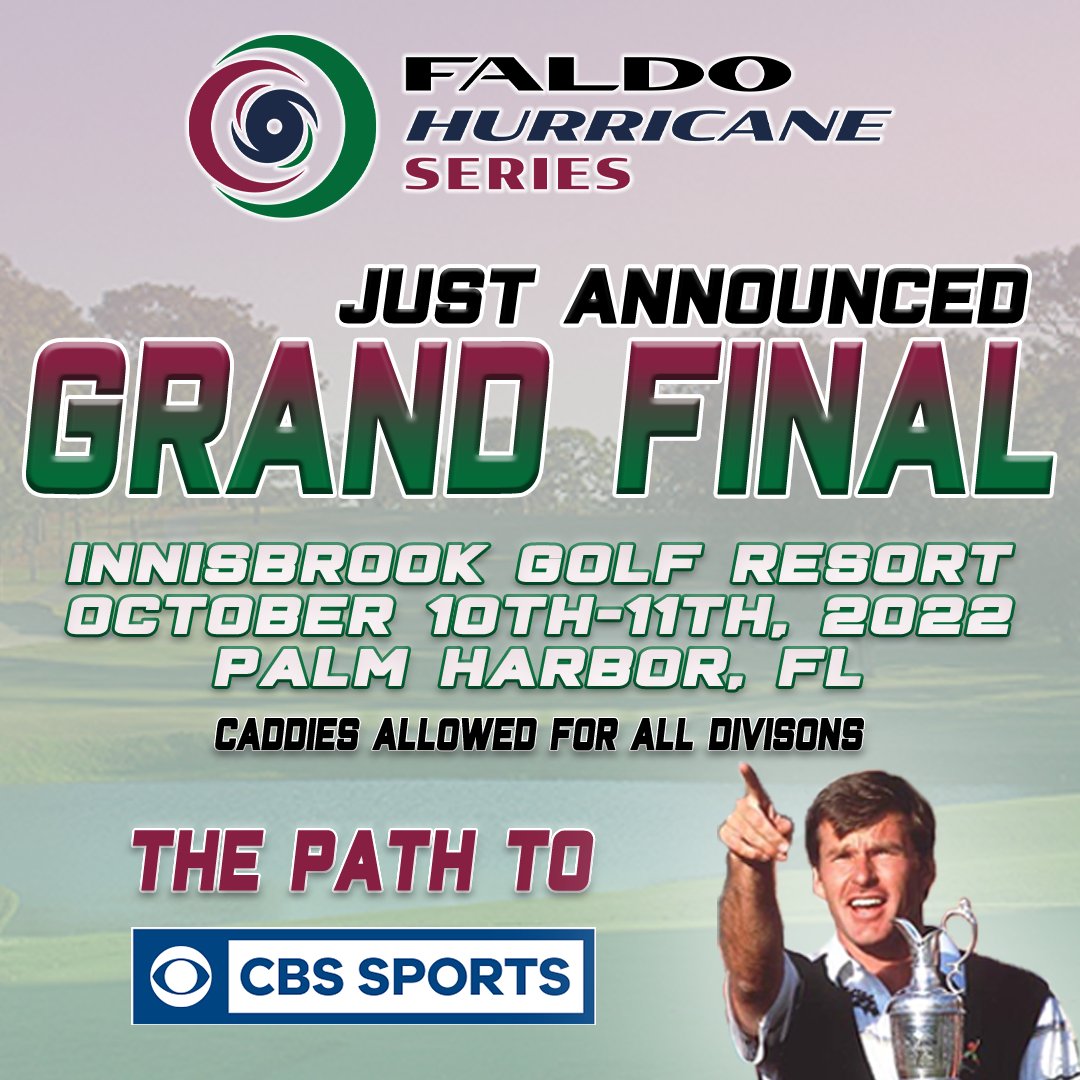 THE FALDO HURRICANE SERIES GRAND FINAL HAS BEEN RELEASED!🏆
Sign up for a sectional today and have the huge opportunity to meet 6x Major Champion Sir Nick Faldo and to play on CBS sports! 🏌️‍♂‍🎥