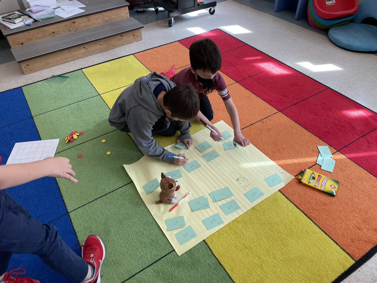 Some awesome math collaboration going on today!  These kiddos worked together to pair equations to their “10+n” match.  So impressed with the math thinking coming from these first graders! <a href="/IllustrateMath/">Illustrative Mathematics</a>