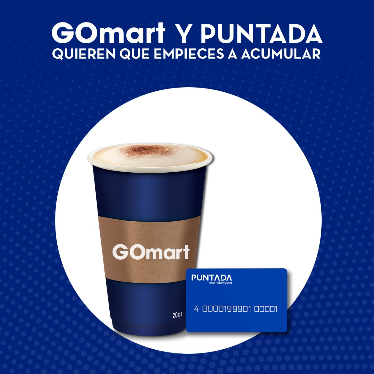 Compra tu tarjeta en cualquier GOmart y recibe 500 puntos.

#AcumulaYGana
#CONPUNTADA
#TarjetaDePuntos