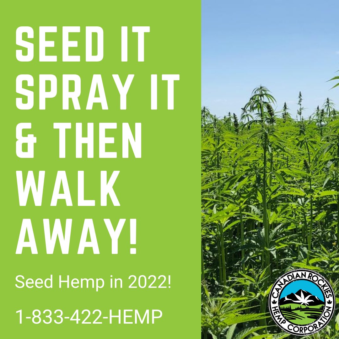 Seed it, Spray it &amp; then Walk Away! That is How Incredibly EASY it is to Grow Hemp for Canadian Rockies Hemp Corporation! Visit our website at canadianrockieshemp.com for more information, Or call 1-833-422-HEMP 🌱🚜