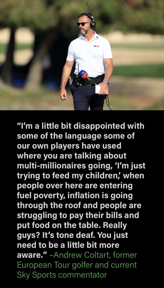 What’s the average golfers opinion of the Saudi breakaway? Personally I can’t put it any better than <a href="/AndrewColtart/">Andrew Coltart</a> he’s nailed it and any multimillionaire golfer who has made these comments and one in particular whom I had immense respect for, lost all of that in one statement
