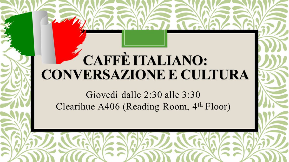 ITAL 100A/B students! Come va? Practice your conversational Italian with Zoltan, our enthusiastic facilitator &amp; student! Starts tomorrow Feb 17, 2:30-3:30pm, CLE A406, Reading Room. All former UVic Italian students are welcome!