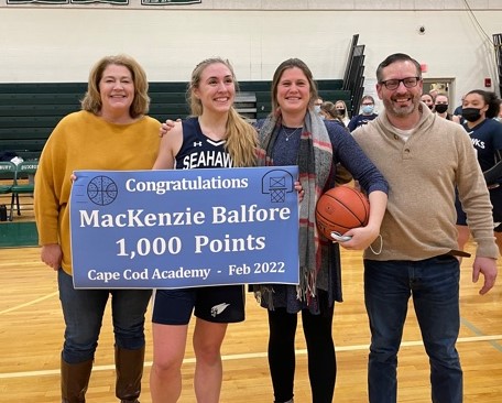 capecodacademy's tweet photo. Congratulations to MacKenzie Balfore '22 for scoring her 1,000th point in girls basketball! #GoSeahawks #CapeCodAcademy #LearnMoreBecomeMore https://t.co/CSg9kMJmID