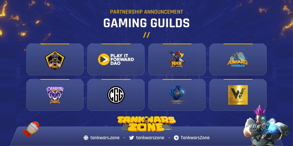 TankWarsZone's tweet photo. ✨We are thrilled to have partnered with: ✨

@MetaGamingGuild, 
@PIF_DAO, 
@axbesportsguild, 
@AMetaguild, 
@officialteamcgg, 
@whitelist_group, 
@AtlanteanVC, 
and Cabron Meta Games 🔥🔥🚀

May our partnerships prosper! 🎇

$WBOND $TGOLD $FTM #GameFi #NFTs #TogetherWeWin https://t.co/ohXXMoNSB7
