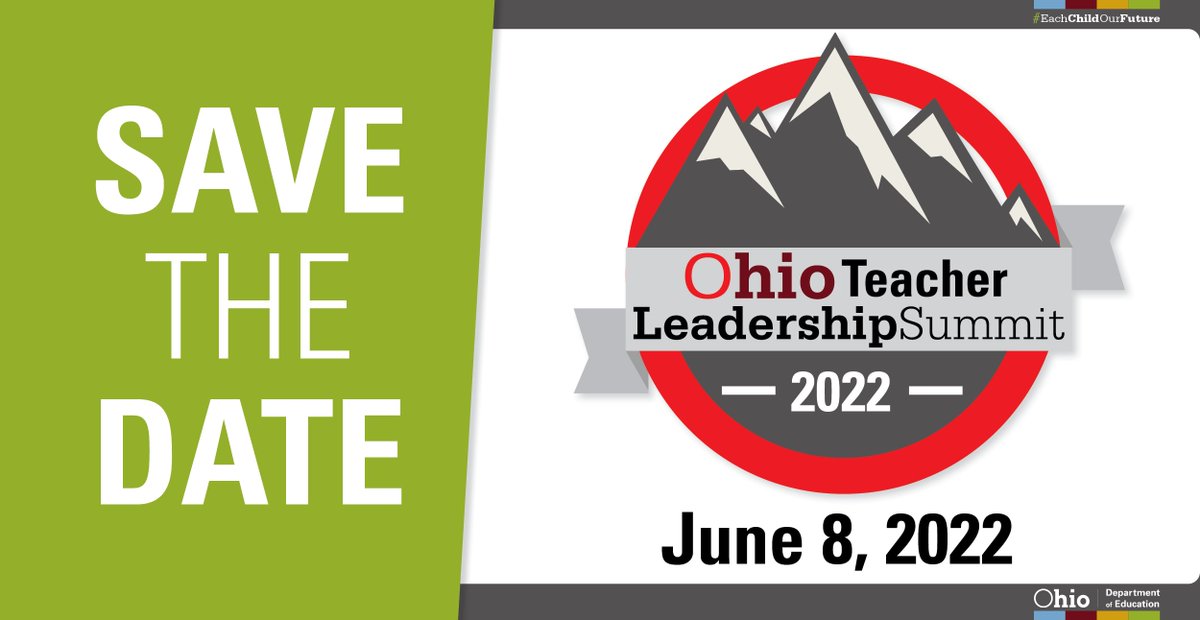 ⇨🗓⇦ 𝐒𝐀𝐕𝐄 𝐓𝐇𝐄 𝐃𝐀𝐓𝐄

Join colleagues from across the state on June 8 in Columbus to celebrate and advance the role of teacher leadership in education. Registration for the #OhioTeacherLeaders Summit begins next month.

Details: education.ohio.gov/Media/Ed-Conne…