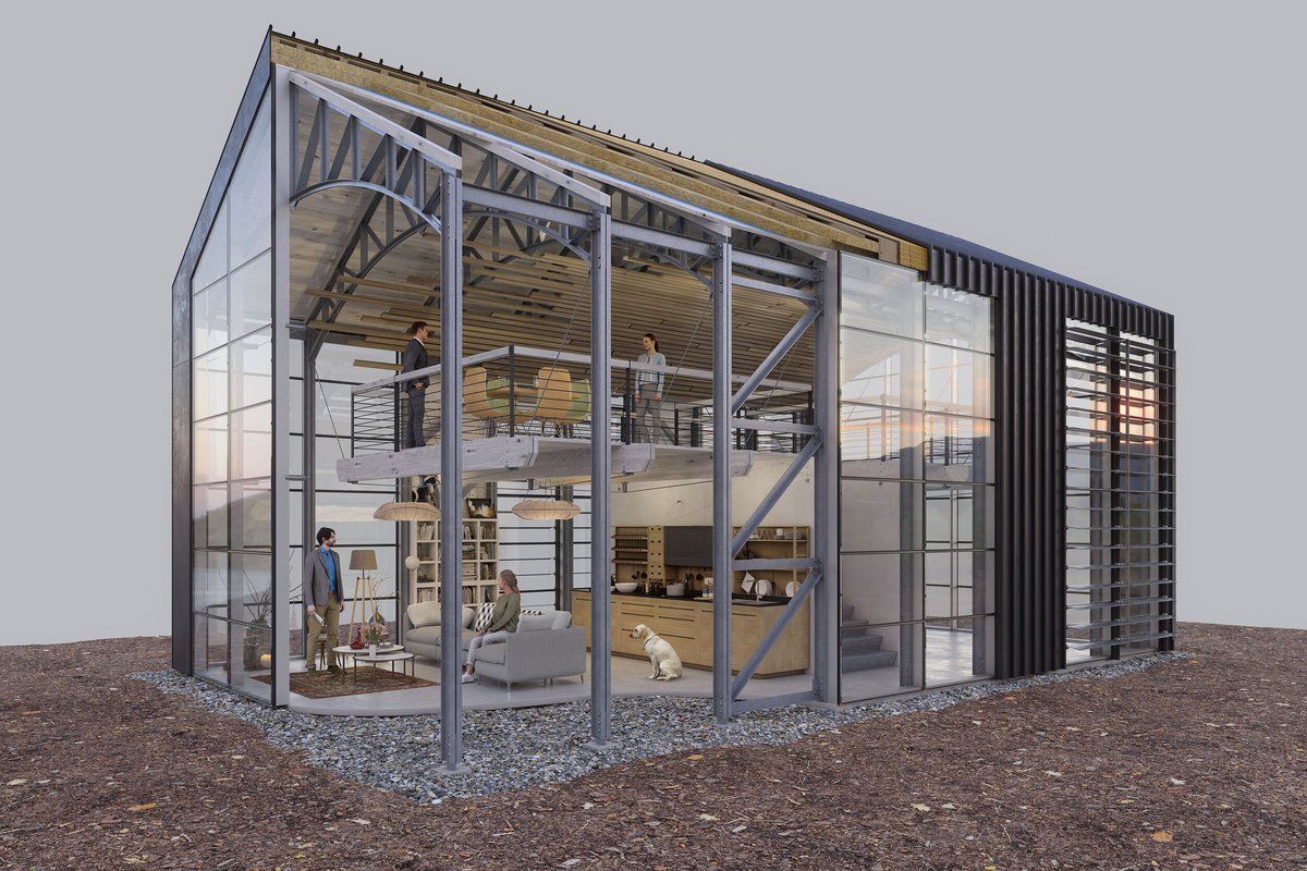 BRMetzger's tweet photo. The Longhouse 1.5  with 25 foot floor to ceiling, with suspension floor. No interior bearing walls, clear span of 16,20,24 &amp; 30 feet. "Thin Line" steel frami in cobination with cutain wall glassing system allow largfe glass... https://t.co/fSfM0GRDyi https://t.co/lGL9kkZCWU