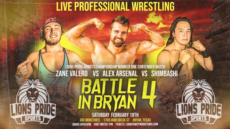 LionsPrideTX's tweet photo. THIS SATURDAY: 

Mia Friday and MJ Santana meet in a Submission Match!

AND Alex Arsenal makes his debut in The Pride in a triple threat match! 

#BattleinBryan4 TICKETS: 

💥https://t.co/39teWpJCRG💥 https://t.co/8aRTewDfOd