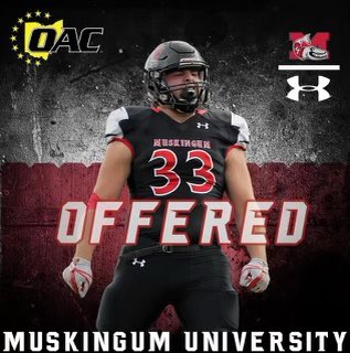 After an amazing talk with <a href="/LaneKnost/">Coach Lane Knost</a> I’m extremely blessed to receive an offer from <a href="/MuskingumFB/">Muskingum Football</a>‼️<a href="/mjcaathletics/">MJCA ATHLETICS</a>