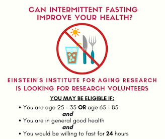 Nir Barzilai (@nirbarzilaimd) on Twitter photo I'm organizing a study to monitor the biological impact of intermittent fasting in humans <a href="/EinsteinMed/">Albert Einstein College of Medicine - Official</a>. If you think you might qualify to enroll (see below), and live in or near the Bronx, please email 24HourDayFast@einsteinmed.org
RTs deeply appreciated to advance this work! I'm organizing a study to monitor the biological impact of intermittent fasting in humans <a href="/EinsteinMed/">Albert Einstein College of Medicine - Official</a>. If you think you might qualify to enroll (see below), and live in or near the Bronx, please email 24HourDayFast@einsteinmed.org
RTs deeply appreciated to advance this work!