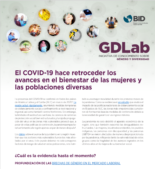 Laura_Ripani's tweet photo. ¿Qué evidencia hay en la región sobre el impacto del #COVID19 sobre las vidas de las mujeres, las personas afrodescendientes, los pueblos indígenas, las personas con discapacidad y las personas LGBTQ+? Esta nueva publicación de #GDLab de @el_BID te cuenta.
https://t.co/16CuuB8ZP2 https://t.co/sw3o6FVlMr