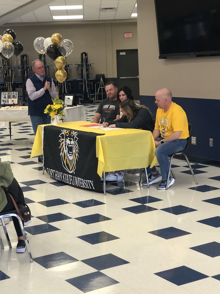 Congratulations <a href="/CarlyStuke/">Carly Stuke</a> on signing today to play softball at Ft. Hays State University! You hit a home run with your speech today Carly! We are so proud of you and wish you all the best!🐯🥎🖤💛