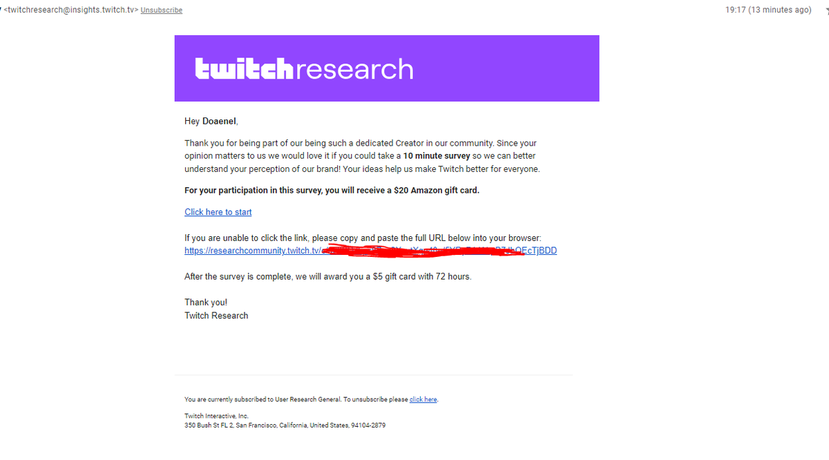 doaenel's tweet photo. So after all the emails I've sent, and after all the tweets I've made due to my wrongful ban, the only response that @TwitchSupport gives me is an offer for a 20$ amazon giftcard?

Is this some kind of sick joke?

Please respond to my tickets @Twitch https://t.co/ClhB7HIqW6
