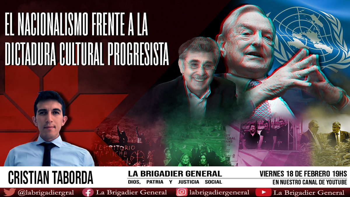 jose_diaz_lbg's tweet photo. Este Viernes a las 19 hs nos hablara el amigo y compañero @tabordacristian acerca de las imposiciones culturales del progresismo; y como,  desde el Movimiento Nacional trabajamos para restaurar los valores tradicionales. No te lo pierdas.
#LaBrigadierGeneral https://t.co/Tgw6YGjHHt
