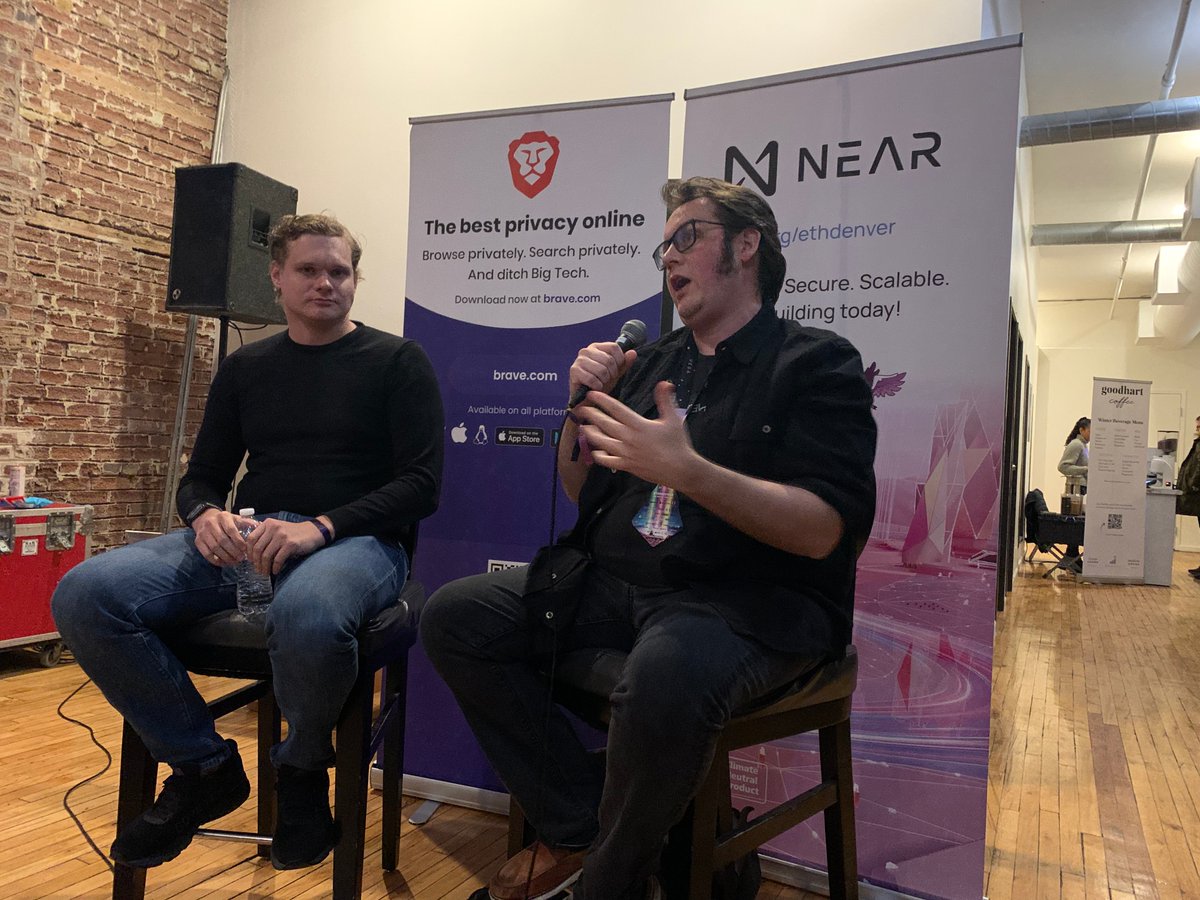 snugglemaxi's tweet photo. dateline, NEAR lounge, denver:

"NFTs are multipurpose media units that can do a million things and we aren't even doing half of them yet." -@lukemulks 

#NEARETHDenver 
#ETHDenver https://t.co/IX3vjdJiLz