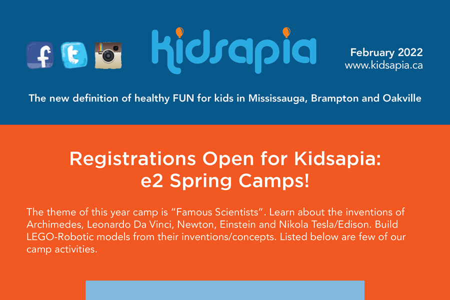 Kidsapia's tweet photo. Registrations Open for #Kidsapia: e2 Spring Camps! The theme of this year camp is “Famous Scientists”. Learn about the inventions of Archimedes, Leonardo Da Vinci, Newton, Einstein and Nikola Tesla/Edison. Register Today!  See at https://t.co/YVoV9lHoRY. https://t.co/EanARftgIb