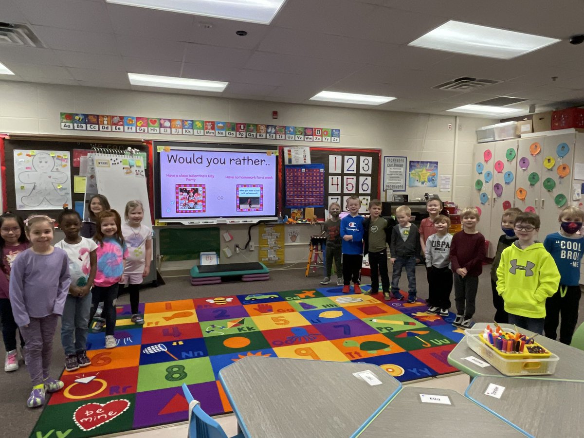 MrsSnooksClass's tweet photo. We love would you rather .. would you rather have a class party OR have no homework for a week?! #theMESway #AVIDelem #kindergarten https://t.co/sHEvFmUv1W