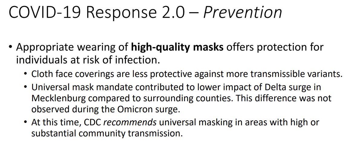 JoeBrunoWSOC9's tweet photo. Mecklenburg County Health Director Dr. Raynard Washington says the mask mandate did not result in a lower impact of Omicron surge for Mecklenburg compared to surrounding counties without mask mandates #MeckBOCC https://t.co/mYr51B0wKb
