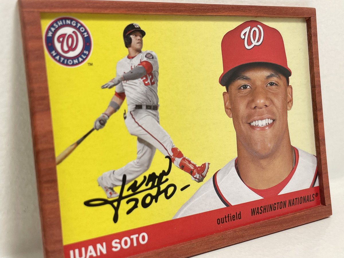 Alloystang's tweet image. In honor of Juan turning down 26mil a year (rightly so) this paduak wood framed card is up for $25 shipped. DM if interested.