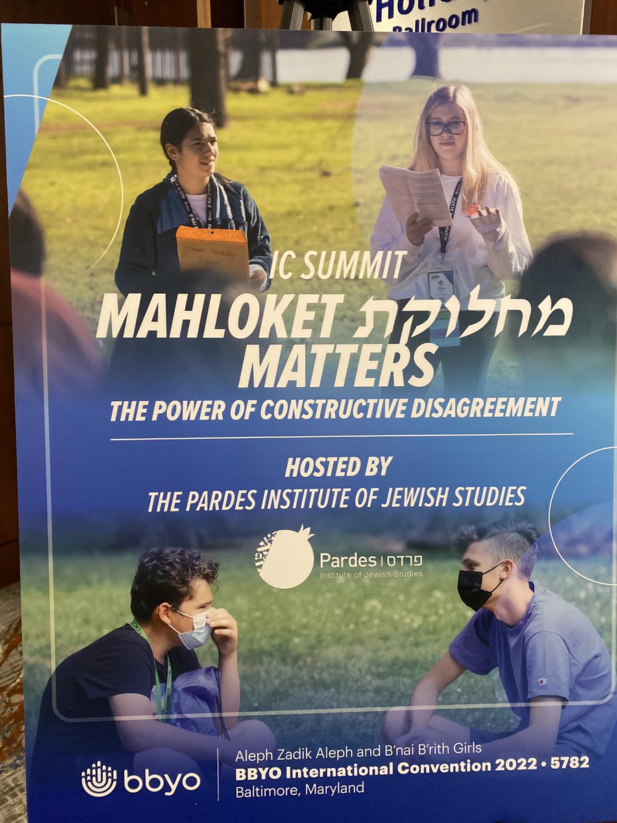 First session if summit! Excited to spent the next day learning about disagreement with <a href="/pardesinstitute/">Pardes Institute</a> at <a href="/BBYOInsider/">BBYO Insider</a> #AZABBGIC2022 !