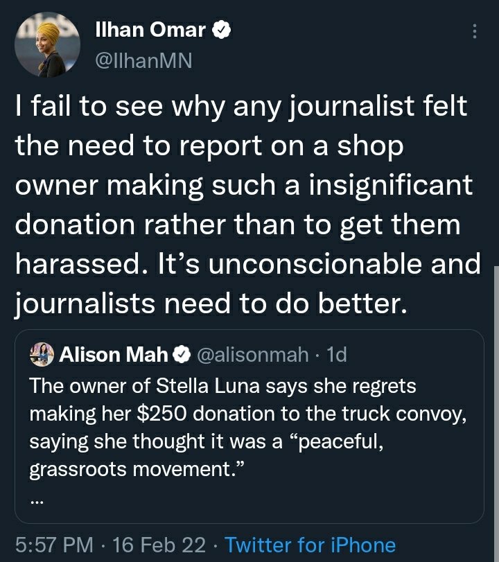 emeriticus's tweet photo. When you lose Ilhan Omar

Regime journalists are the lowest of the low, beneath citizenship https://t.co/Y6PeV72U0h