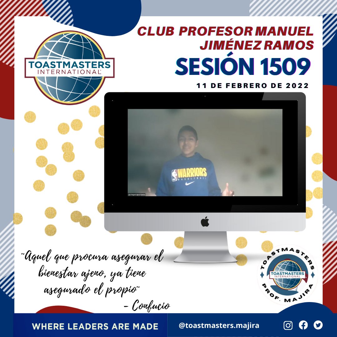 El pasado viernes 11 de febrero se llevó a cabo la sesión No. 1509 de nuestro club #Toastmasters  Profesor Manuel Jiménez  Ramos.👏🏼🤩