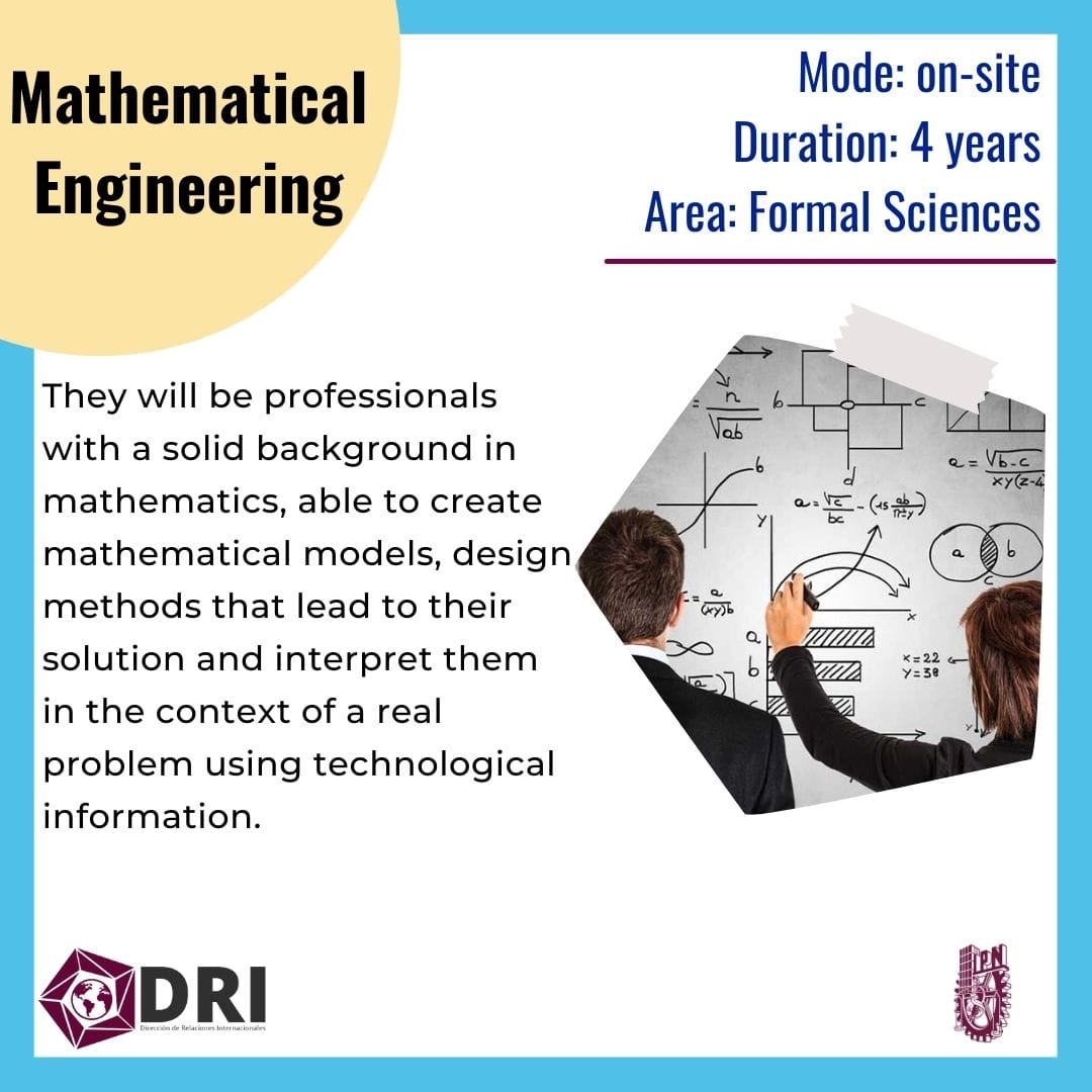 IPN_DRI's tweet photo. Do you know the different degrees @ipn_esfm offers?
#WhyIPN #AlgorithmicMathematics #Physics #MathematicalEngineering https://t.co/iff9f6Elet