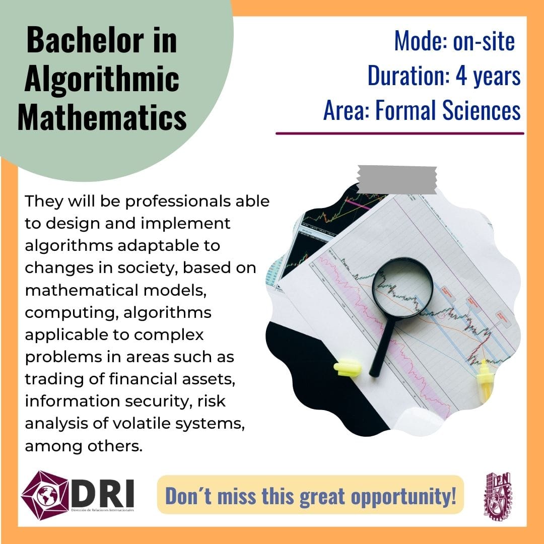 IPN_DRI's tweet photo. Do you know the different degrees @ipn_esfm offers?
#WhyIPN #AlgorithmicMathematics #Physics #MathematicalEngineering https://t.co/iff9f6Elet