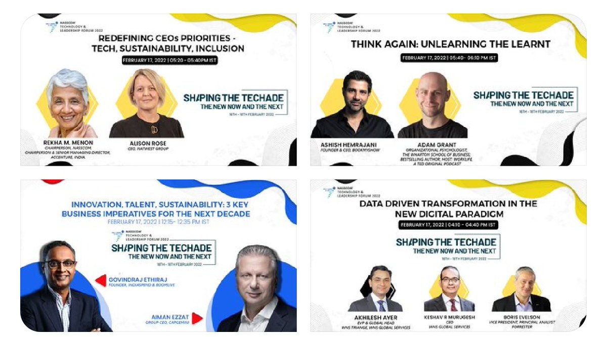 debjani_ghosh_'s tweet photo. Morning all.. join us today at #NASSCOM_TLF as we talk about the 2nd theme of the #Techade.. #MaximizingImpact of our tech n innovation... and do not miss the session with #LeadersinMaking.. these young achievers will absolutely blow your mind!
See u at 10... https://t.co/kyT3Ub3qFC