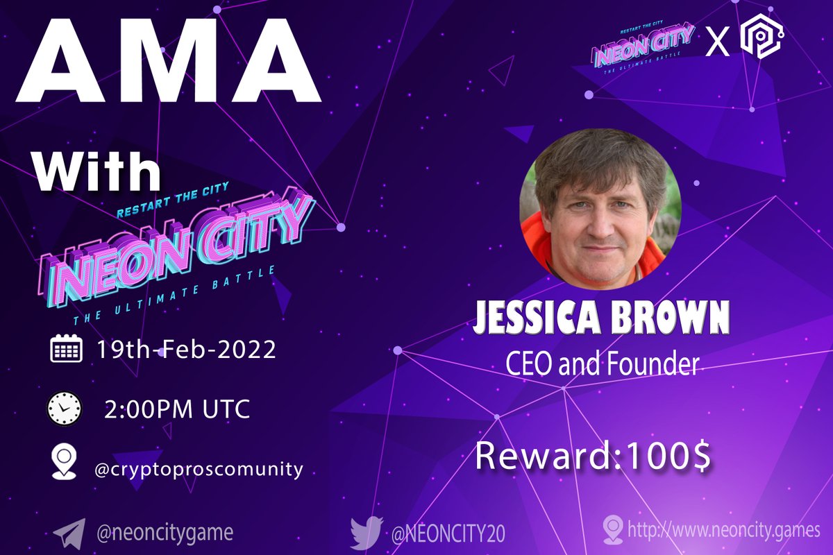 Crypto_ProsCM's tweet photo. #AMA 
CryptoPros Community × @NEONCITY20 

🗓 DATE  :  19th, Feb, 2022
⏰ TIME  :    2:00 PM UTC
🏠 VENUE : https://t.co/GIuAWOcxH7        
 
🏆Reward Pool: 100$ https://t.co/5ZBFMDkeQV