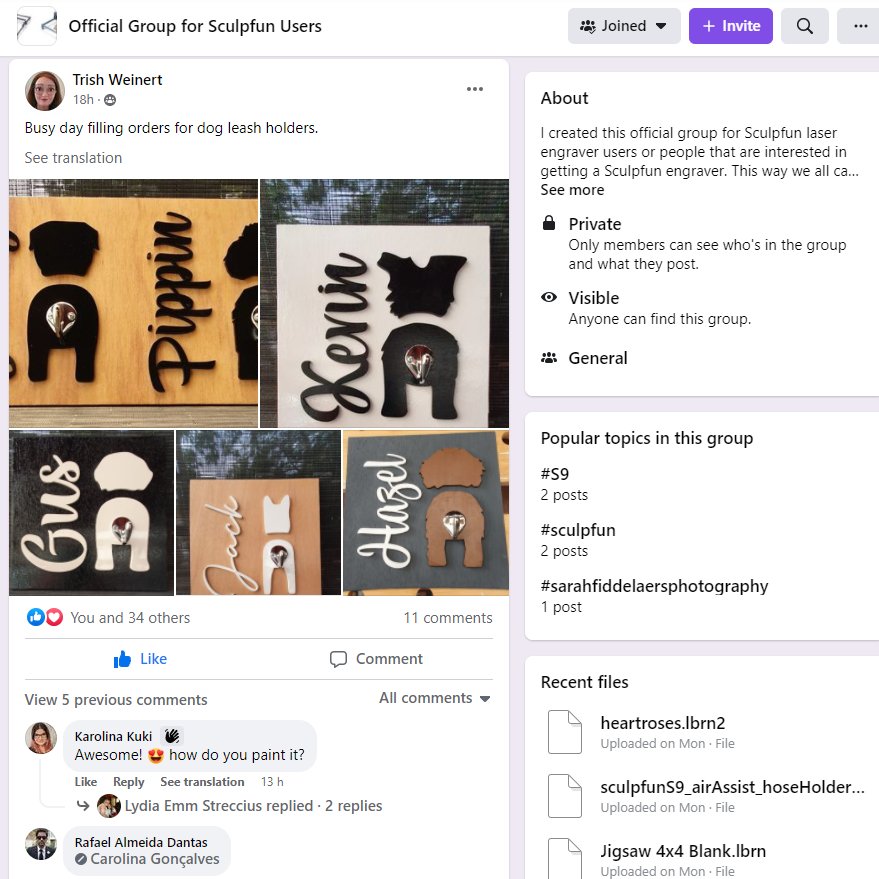 sculpfun's tweet photo. User: Trish Weinert (from: Official Group for Sculpfun Users - facebook)
Make a wide variety of dog leash racks with SCULPFUN and sell them as merchandise to make a fortune.
#sculpfun #woodcutting #laserengraving #acryliccutting  #dogleashrack #lasercutting
#laserengravingmachine https://t.co/5ggOqDn4rA