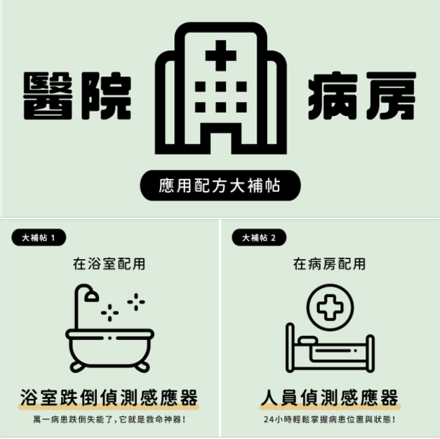 williamwangnew's tweet photo. 讓照護在病房更容易, 無時無刻協助監測病患狀況....
1. 偵測病患是否還在病床上, 或是已經起床.
2. 偵測人在浴室是否跌倒, 造成跌倒昏迷, 需要緊急救援

浴室配用 https://t.co/k3HvCUmY3H
病床配用 https://t.co/NFcvzT43ou https://t.co/iNb1y4bl4v