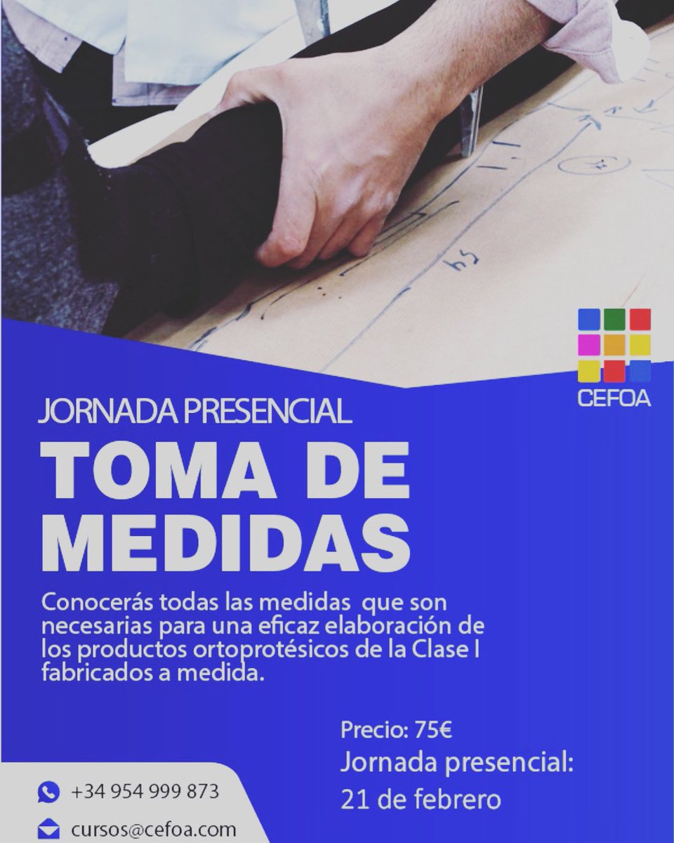 El próximo 21 de febrero tenemos el taller de toma de medidas. No te lo pierdas. cefoa.com/cefoa/cursos/j…