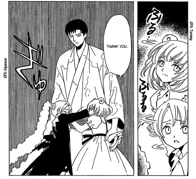 I FORGOT ABOUT THIS TOO after watanuki defends the ghost child with his life and collapses from exertion and they thank doumeki for protecting him aaouuughhh 