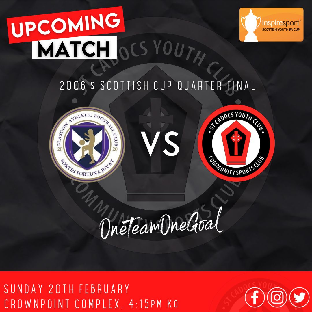 StCadocsYC's tweet photo. A massive couple of SCYC cup ties coming up this weekend in the @KilmarnockPie Cup and the 2006s @inspiresport Scottish Cup. 

Get along and support our @OfficialWoSFL team on Saturday and our @StCadocs2006 Athletic team on Sunday.
Come on SCYC 🔴👏🏻👏🏻👏🏻🔴

#OneTeamOneGoal 🔴⚫️⚽️ https://t.co/OV8cyV6xBi