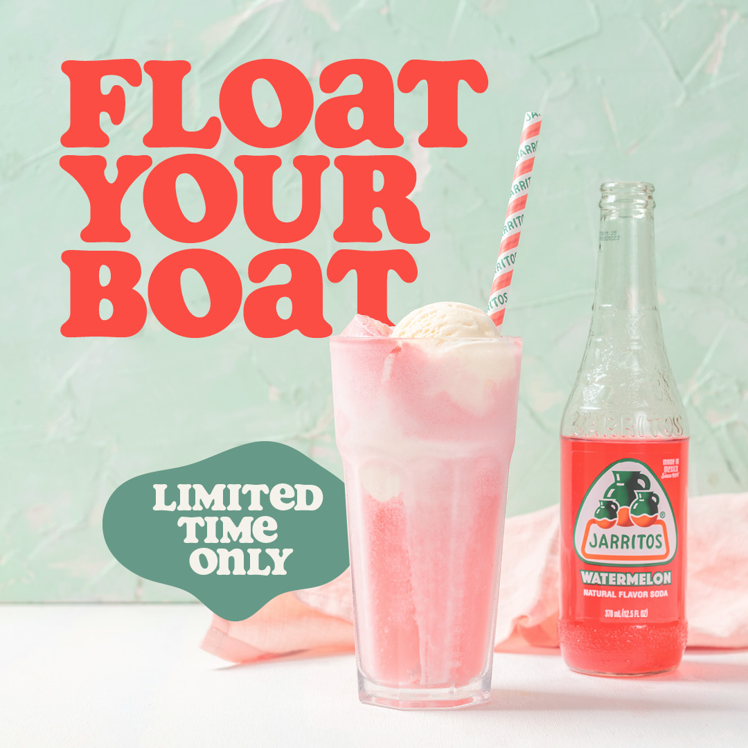 GO WITH THE FLOAT🍦🍉
Jarritos ice cream floats are here! Available with any Jarritos flavour - including your favourite!
We are digging' this watermelon combo, but also love Mexican Cola, and then there's Lime - oh! can't forget Mandarin.. let's face it they all taste incredible