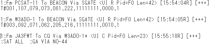 JA0CAW's tweet photo. NO-44 (PCSAT) 06:49 UTC 1K2 #pcsat #aprs #amsat https://t.co/R3vOhwooF3