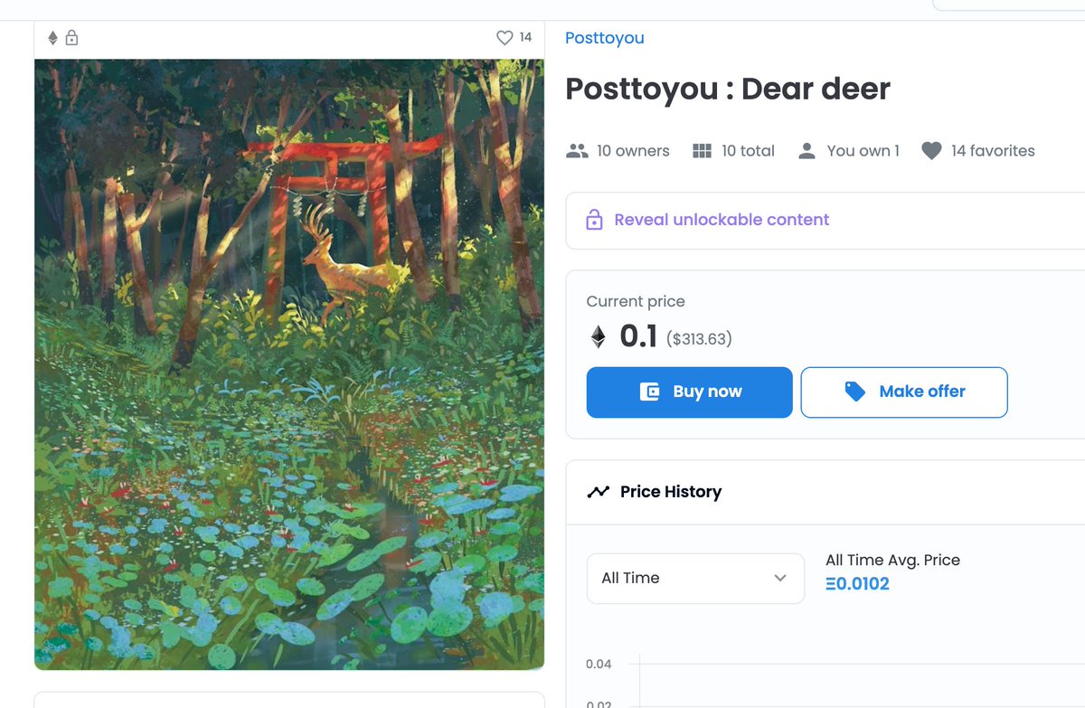 Posttoyou : Dear Deer 🦌 <a href="/opensea/">OpenSea</a> 
2nd❌SOLD❌0.008>0.04
congrats!! and Thank you for support :)) 

👉opensea.io/collection/pos…
💬discord.gg/87CDxWcuBg

#OpenSeaNFT #NFTs #NFTdrop 
#nftcollector  #posttoyou