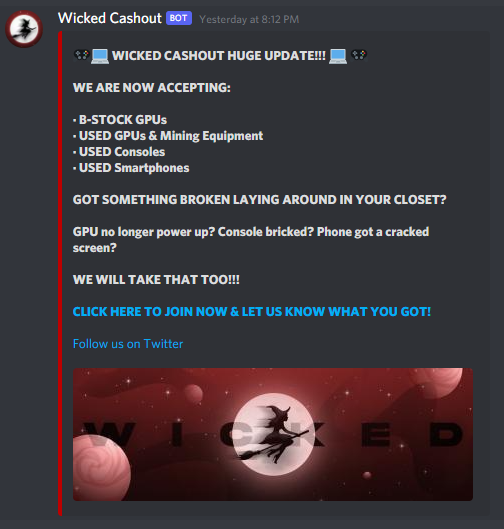 WE ARE NOW BUYING B-STOCK GPUS, USED GPUS, BROKEN GPUS, &amp; ALL OTHER USED/BROKEN ELECTRONICS!!!! 

COME SEE US TODAY &amp; LET'S SEE WHAT SORT OF WICKED STUFF 🎮💻YOU GOT! 
discord.gg/gz7j7SqBzq