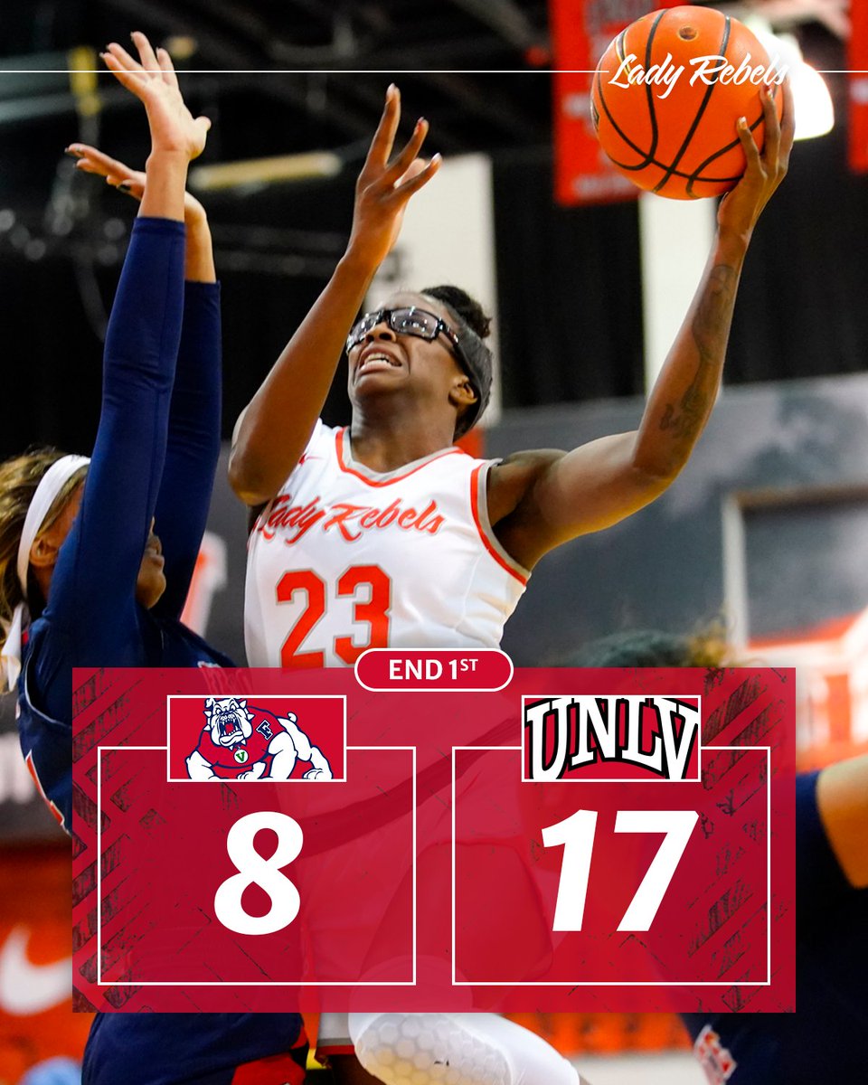 UNLVLadyRebels's tweet photo. Desi-Rae Young with 6 points in the first period. UNLV has 11 defensive rebounds from Fresno State's 12 missed field goals. #OwnThePaint https://t.co/mmOwASYd2U