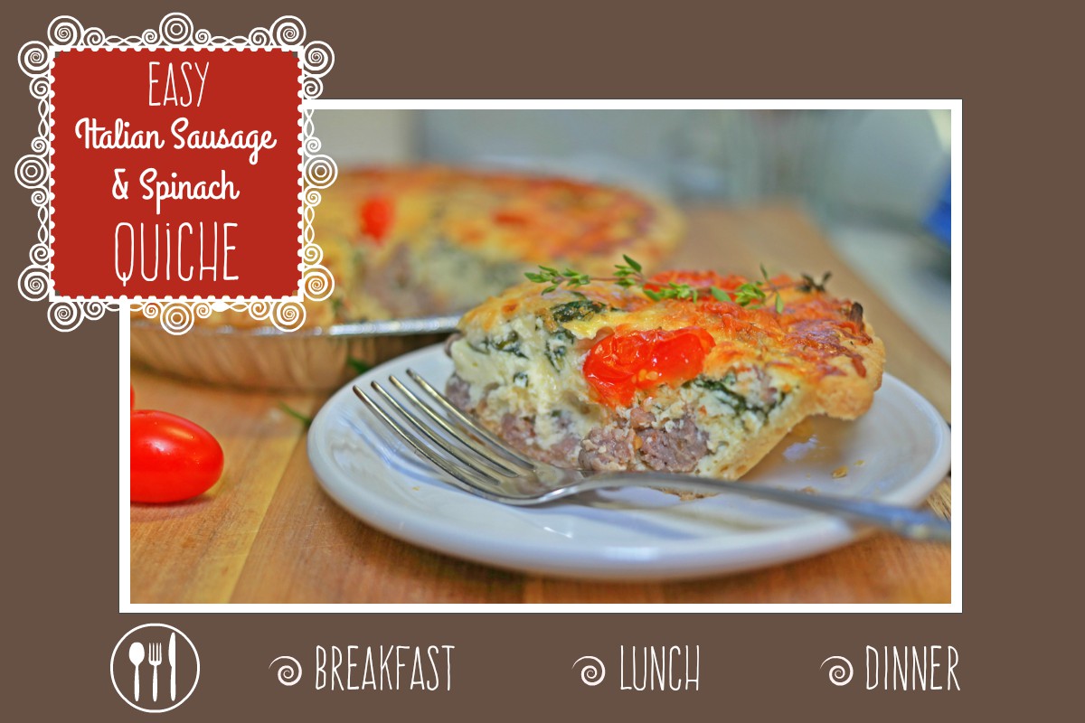Easy Italian Sausage and Spinach Quiche Recipe bit.ly/2Cvgvzx #recipe #breakfast #easy #dinner