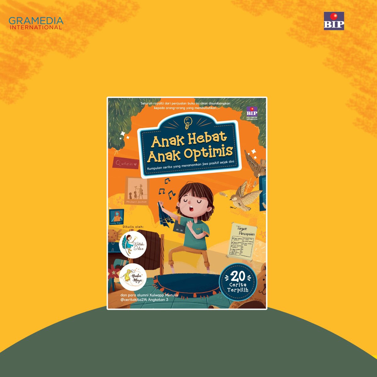 Gramedia_IM's tweet photo. #GreatKidsOptimisticKids consists of 20 exciting stories to instill positive spirits from an early age. Accompanied by attractive illustrations, The kids will learn to be optimistic in life,  never giving up and dare to try again when they fail. https://t.co/RWcaMEmR6z